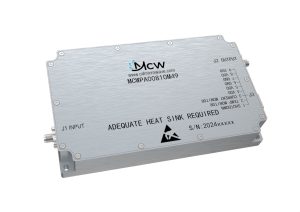 High-power narrowband amplifier for frequencies from 80 MHz to 1000 MHz, gain 49 dB, power 80 W
