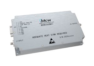 High-power narrowband amplifier for frequencies from 2700 MHz to 5000 MHz, gain 47 dB, power 50 W