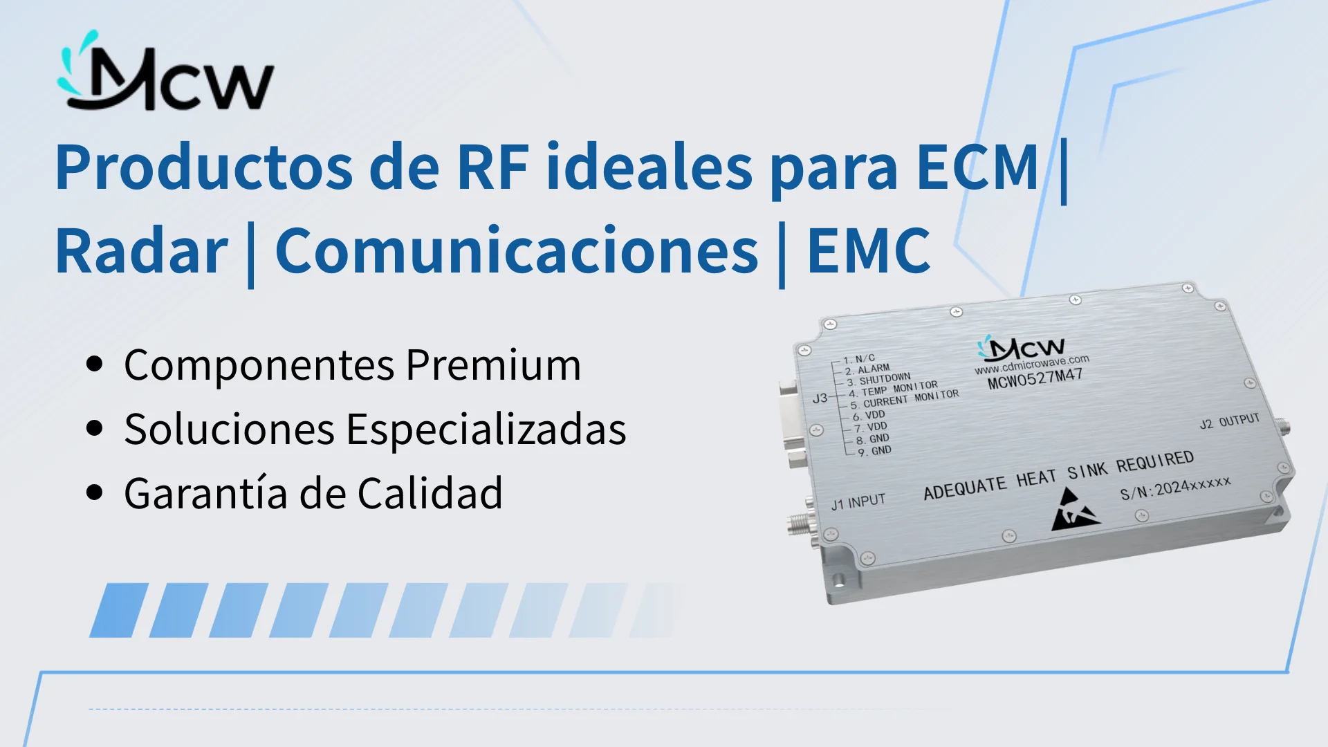 Módulo amplificador de RF de banda estrecha 20W-50W GaN GaAs para simulación de radar