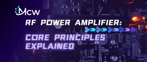 Diagram showing the core working principles of an RF power amplifier in a testing environment