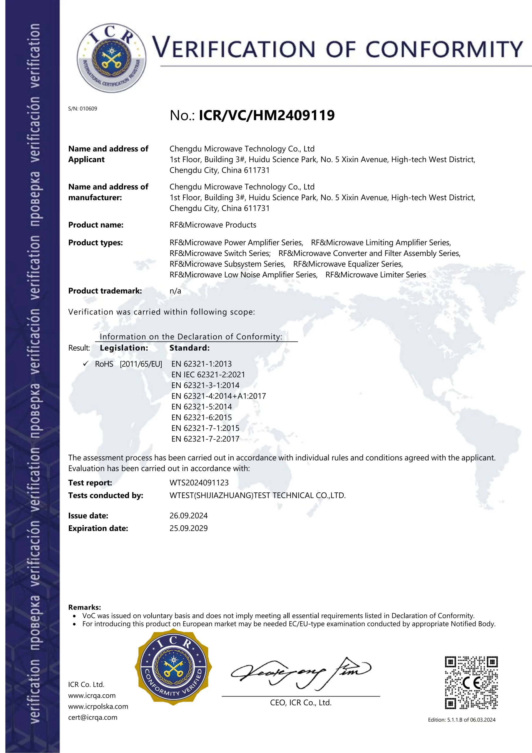 RoHS Certificate