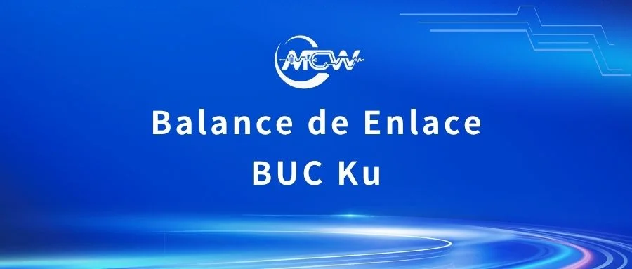 Diagrama de cálculo del balance de enlace satelital en banda Ku que ilustra la derivación desde la PIRE objetivo y ganancia de antena hasta la potencia lineal del BUC