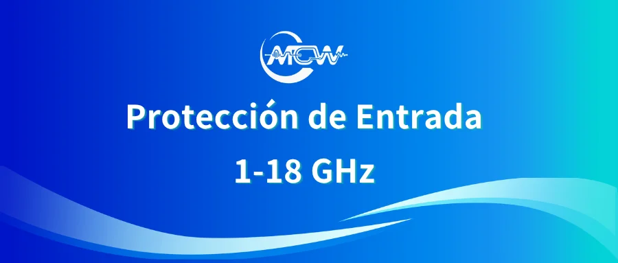 Diagrama de protección de entrada de un receptor de microondas de banda ancha de 1 a 18 GHz con limitador externo, etapas de atenuación y módulo convertidor reductor